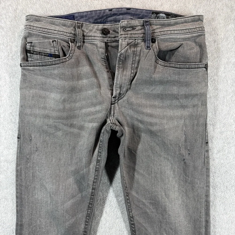 Diesel THOMMER Jeans Mens 30x29 Gray Stretch Denim Blue Lined Slim Skinny Hemmed